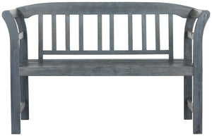 Safavieh PORTERVILLE Two-Seat Outdoor Bench - Stylish Acacia Wood Design for Patios and Gardens Ash Grey PAT6742B