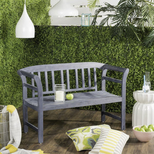 Safavieh PORTERVILLE Two-Seat Outdoor Bench - Stylish Acacia Wood Design for Patios and Gardens Ash Grey PAT6742B
