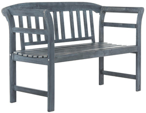 Safavieh PORTERVILLE Two-Seat Outdoor Bench - Stylish Acacia Wood Design for Patios and Gardens Ash Grey PAT6742B