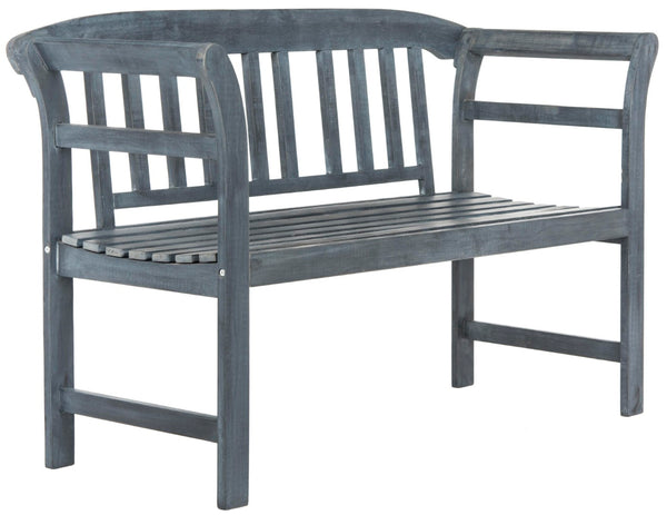Safavieh PORTERVILLE Two-Seat Outdoor Bench - Stylish Acacia Wood Design for Patios and Gardens Ash Grey PAT6742B