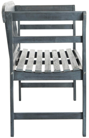 Safavieh PORTERVILLE Two-Seat Outdoor Bench - Stylish Acacia Wood Design for Patios and Gardens Ash Grey PAT6742B