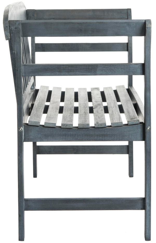 Safavieh PORTERVILLE Two-Seat Outdoor Bench - Stylish Acacia Wood Design for Patios and Gardens Ash Grey PAT6742B