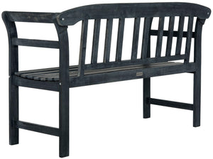Safavieh PORTERVILLE Two-Seat Outdoor Bench - Stylish Acacia Wood Design for Patios and Gardens Dark Slate Gray PAT6742K