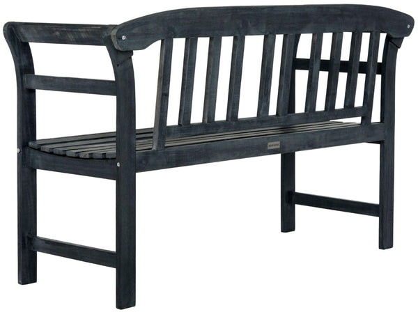 Safavieh PORTERVILLE Two-Seat Outdoor Bench - Stylish Acacia Wood Design for Patios and Gardens Dark Slate Gray PAT6742K