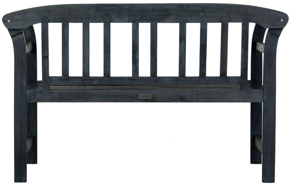 Safavieh PORTERVILLE Two-Seat Outdoor Bench - Stylish Acacia Wood Design for Patios and Gardens Dark Slate Gray PAT6742K