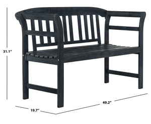 Safavieh PORTERVILLE Two-Seat Outdoor Bench - Stylish Acacia Wood Design for Patios and Gardens Dark Slate Gray PAT6742K