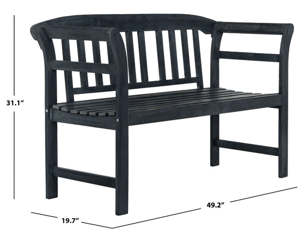 Safavieh PORTERVILLE Two-Seat Outdoor Bench - Stylish Acacia Wood Design for Patios and Gardens Dark Slate Gray PAT6742K