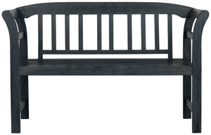 Safavieh PORTERVILLE Two-Seat Outdoor Bench - Stylish Acacia Wood Design for Patios and Gardens Dark Slate Gray PAT6742K