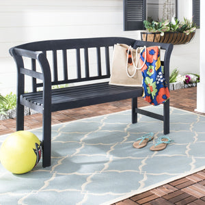 Safavieh PORTERVILLE Two-Seat Outdoor Bench - Stylish Acacia Wood Design for Patios and Gardens Dark Slate Gray PAT6742K