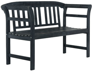 Safavieh PORTERVILLE Two-Seat Outdoor Bench - Stylish Acacia Wood Design for Patios and Gardens Dark Slate Gray PAT6742K