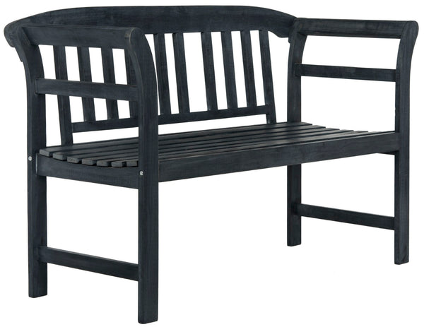 Safavieh PORTERVILLE Two-Seat Outdoor Bench - Stylish Acacia Wood Design for Patios and Gardens Dark Slate Gray PAT6742K