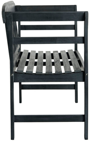 Safavieh PORTERVILLE Two-Seat Outdoor Bench - Stylish Acacia Wood Design for Patios and Gardens Dark Slate Gray PAT6742K