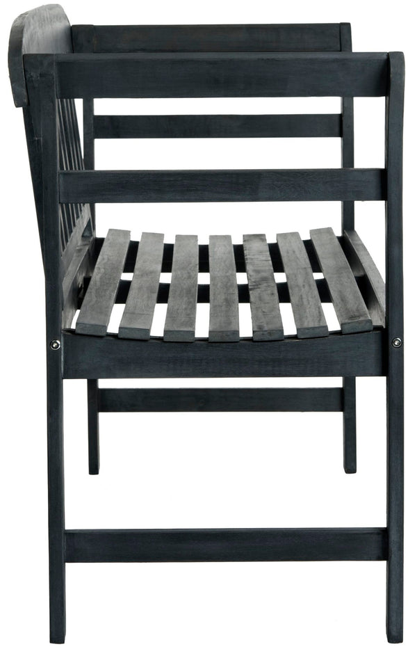 Safavieh PORTERVILLE Two-Seat Outdoor Bench - Stylish Acacia Wood Design for Patios and Gardens Dark Slate Gray PAT6742K