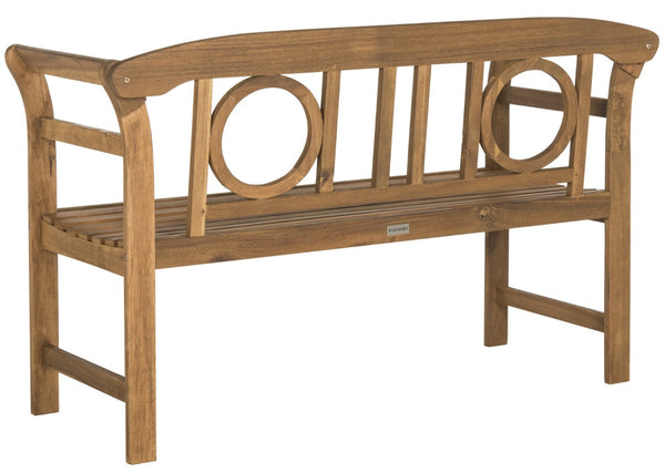 Safavieh MOORPARK 2 Seat Bench – Modern Outdoor Seating with Chic Curves and Silver Accents for Stylish Patios Natural PAT6743A