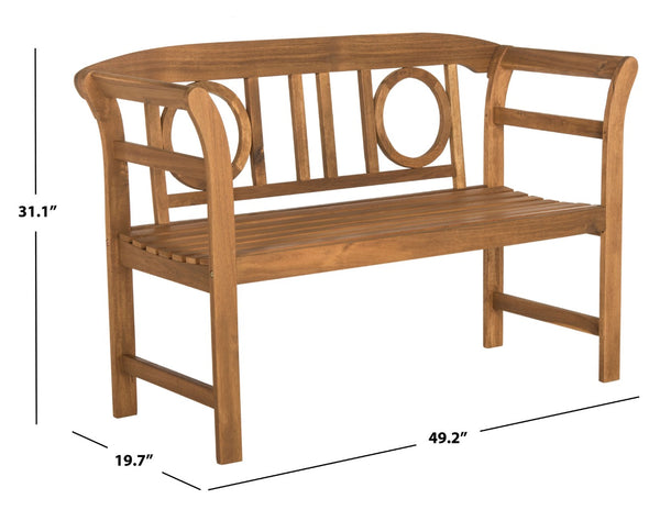 Safavieh MOORPARK 2 Seat Bench – Modern Outdoor Seating with Chic Curves and Silver Accents for Stylish Patios Natural PAT6743A