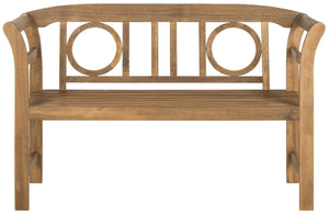 Safavieh MOORPARK 2 Seat Bench – Modern Outdoor Seating with Chic Curves and Silver Accents for Stylish Patios Natural PAT6743A