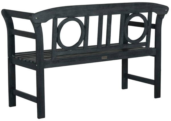 Safavieh MOORPARK 2 Seat Bench – Modern Outdoor Seating with Chic Curves and Silver Accents for Stylish Patios Dark Slate Gray PAT6743K