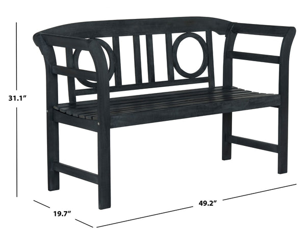 Safavieh MOORPARK 2 Seat Bench – Modern Outdoor Seating with Chic Curves and Silver Accents for Stylish Patios Dark Slate Gray PAT6743K