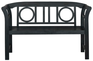 Safavieh MOORPARK 2 Seat Bench – Modern Outdoor Seating with Chic Curves and Silver Accents for Stylish Patios Dark Slate Gray PAT6743K