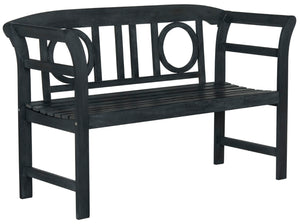 Safavieh MOORPARK 2 Seat Bench – Modern Outdoor Seating with Chic Curves and Silver Accents for Stylish Patios Dark Slate Gray PAT6743K