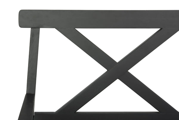 Safavieh MAYER Elegant Two-Seat Acacia Wood Bench with Under-Seat Storage for Stylish Outdoor Spaces Black PAT6744A