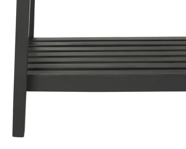 Safavieh MAYER Elegant Two-Seat Acacia Wood Bench with Under-Seat Storage for Stylish Outdoor Spaces Black PAT6744A