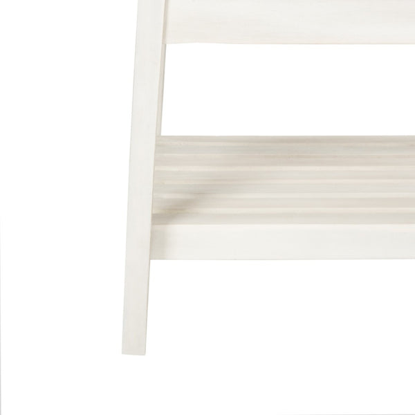 Safavieh MAYER Elegant Two-Seat Acacia Wood Bench with Under-Seat Storage for Stylish Outdoor Spaces White PAT6744B