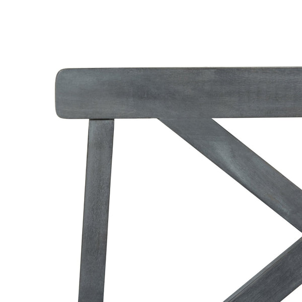 Safavieh MAYER Elegant Two-Seat Acacia Wood Bench with Under-Seat Storage for Stylish Outdoor Spaces Dark Slate Gray PAT6744C
