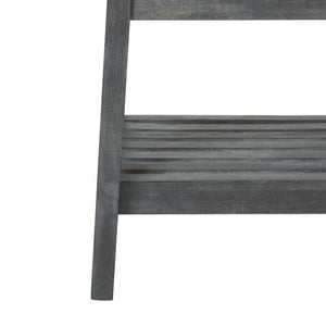Safavieh MAYER Elegant Two-Seat Acacia Wood Bench with Under-Seat Storage for Stylish Outdoor Spaces Dark Slate Gray PAT6744C