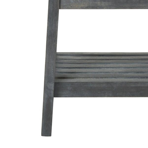 Safavieh MAYER Elegant Two-Seat Acacia Wood Bench with Under-Seat Storage for Stylish Outdoor Spaces Dark Slate Gray PAT6744C