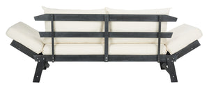 Safavieh TANDRA Elegant Outdoor Daybed with Plush Cushions – Perfect for Relaxation and Stylish Entertaining Dark Slate Gray / Beige PAT6745A