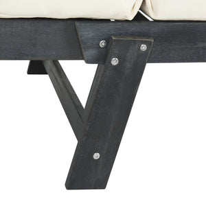 Safavieh TANDRA Elegant Outdoor Daybed with Plush Cushions – Perfect for Relaxation and Stylish Entertaining Dark Slate Gray / Beige PAT6745A