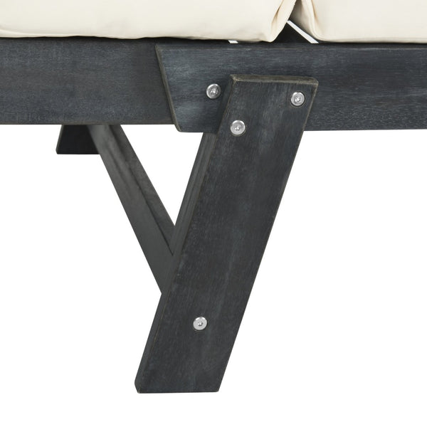 Safavieh TANDRA Elegant Outdoor Daybed with Plush Cushions – Perfect for Relaxation and Stylish Entertaining Dark Slate Gray / Beige PAT6745A