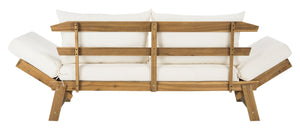 Safavieh TANDRA Elegant Outdoor Daybed with Plush Cushions – Perfect for Relaxation and Stylish Entertaining Natural / Beige PAT6745B