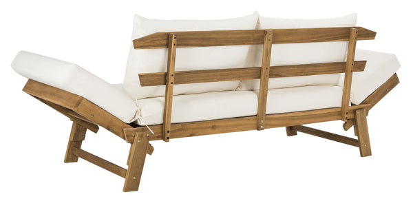 Safavieh TANDRA Elegant Outdoor Daybed with Plush Cushions – Perfect for Relaxation and Stylish Entertaining Natural / Beige PAT6745B