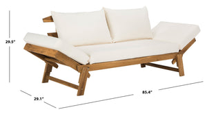 Safavieh TANDRA Elegant Outdoor Daybed with Plush Cushions – Perfect for Relaxation and Stylish Entertaining Natural / Beige PAT6745B