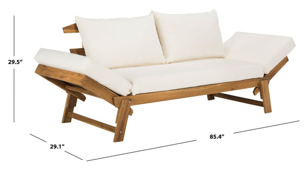 Safavieh TANDRA Elegant Outdoor Daybed with Plush Cushions – Perfect for Relaxation and Stylish Entertaining Natural / Beige PAT6745B