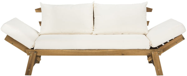 Safavieh TANDRA Elegant Outdoor Daybed with Plush Cushions – Perfect for Relaxation and Stylish Entertaining Natural / Beige PAT6745B