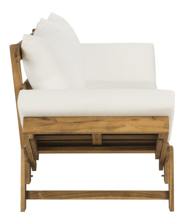 Safavieh TANDRA Elegant Outdoor Daybed with Plush Cushions – Perfect for Relaxation and Stylish Entertaining Natural / Beige PAT6745B