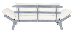 Safavieh TANDRA Elegant Outdoor Daybed with Plush Cushions – Perfect for Relaxation and Stylish Entertaining Ash Grey / Beige PAT6745C