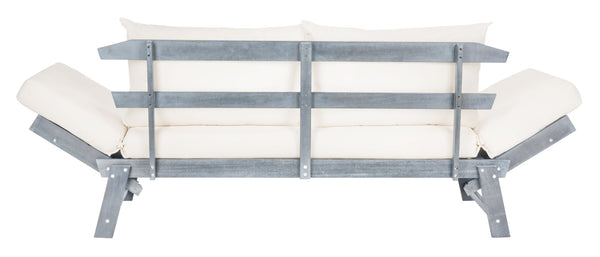 Safavieh TANDRA Elegant Outdoor Daybed with Plush Cushions – Perfect for Relaxation and Stylish Entertaining Ash Grey / Beige PAT6745C
