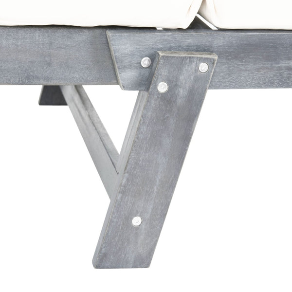 Safavieh TANDRA Elegant Outdoor Daybed with Plush Cushions – Perfect for Relaxation and Stylish Entertaining Ash Grey / Beige PAT6745C