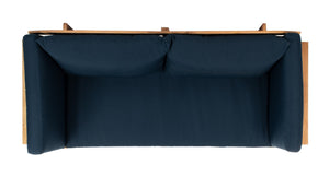 Safavieh TANDRA Elegant Outdoor Daybed with Plush Cushions – Perfect for Relaxation and Stylish Entertaining Natural / Navy PAT6745D