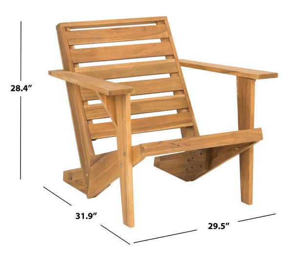 Safavieh LANTY Adirondack Chair - Contemporary Comfort with Sustainable Acacia Wood for Outdoor Relaxation Natural PAT6746A