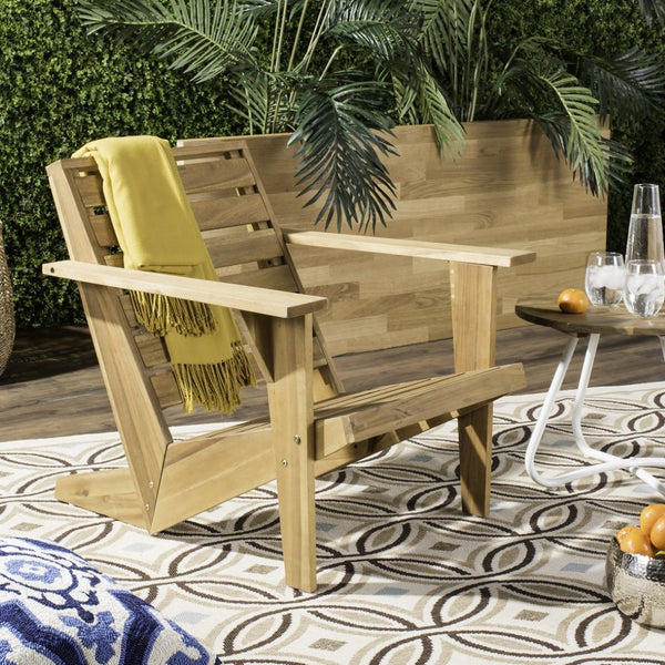 Safavieh LANTY Adirondack Chair - Contemporary Comfort with Sustainable Acacia Wood for Outdoor Relaxation Natural PAT6746A
