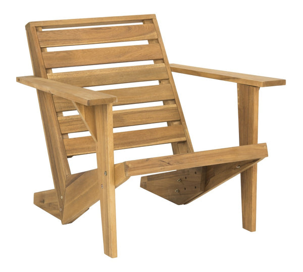 Safavieh LANTY Adirondack Chair - Contemporary Comfort with Sustainable Acacia Wood for Outdoor Relaxation Natural PAT6746A