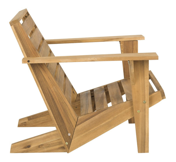 Safavieh LANTY Adirondack Chair - Contemporary Comfort with Sustainable Acacia Wood for Outdoor Relaxation Natural PAT6746A