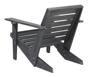 Safavieh LANTY Adirondack Chair - Contemporary Comfort with Sustainable Acacia Wood for Outdoor Relaxation Dark Slate Gray PAT6746B