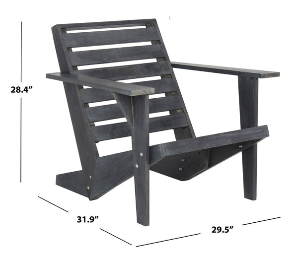 Safavieh LANTY Adirondack Chair - Contemporary Comfort with Sustainable Acacia Wood for Outdoor Relaxation Dark Slate Gray PAT6746B