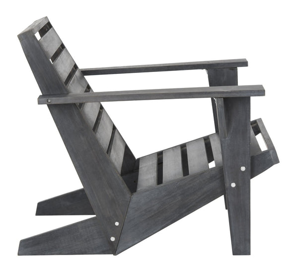 Safavieh LANTY Adirondack Chair - Contemporary Comfort with Sustainable Acacia Wood for Outdoor Relaxation Dark Slate Gray PAT6746B